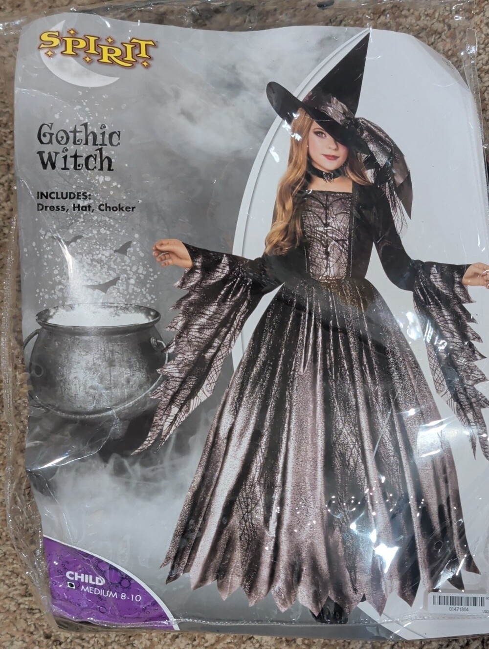 Spirit Metallic Black Gothic Witch Costume for Kids